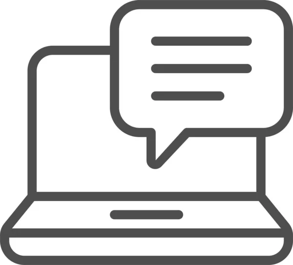 Laptop Computer Chat Symbol Umrissstil — Stockvektor