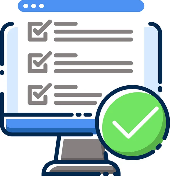 Checklist Computer Correct Icon Filled Outline Style — Stock Vector