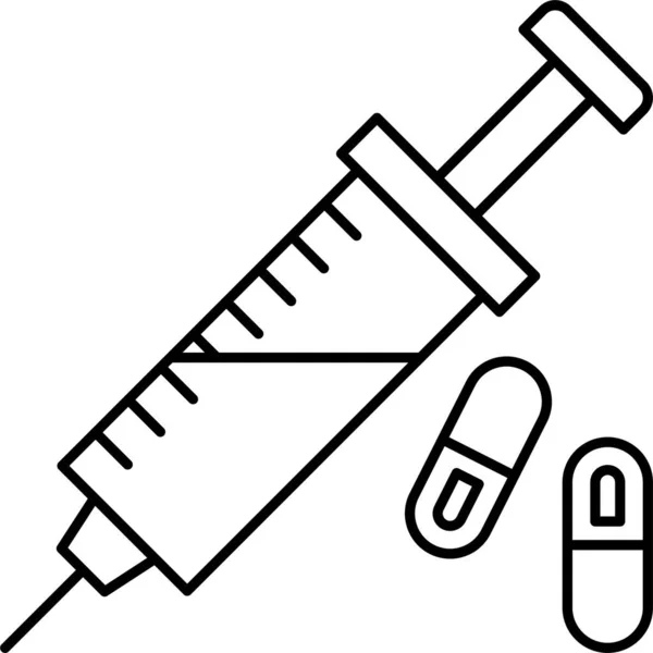 Drogas Ícone Medicina Injeção Estilo Esboço —  Vetores de Stock