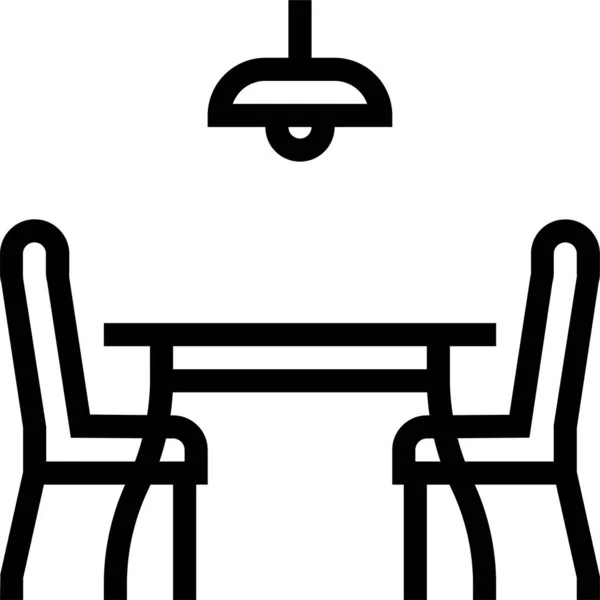 Salle Manger Table Manger Icône Ameublement Dans Style Contour — Image vectorielle