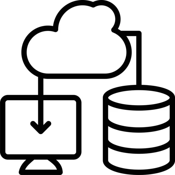Cloud Computer Datenbank Symbol Outline Stil — Stockvektor