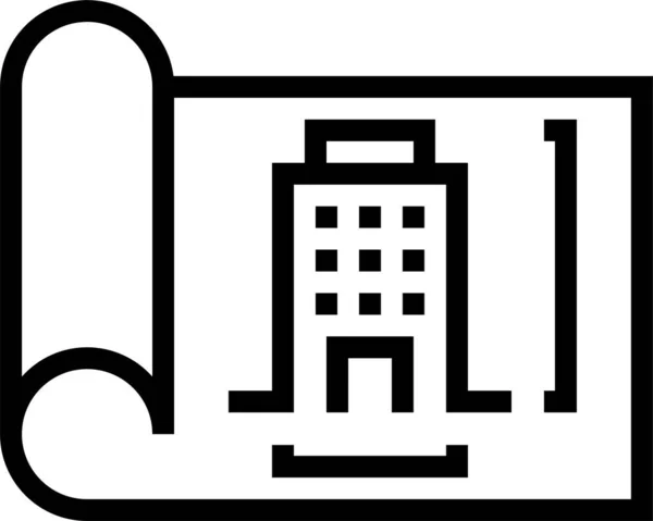 Ikona Budowy Projektu Architektonicznego Stylu Zarysu — Wektor stockowy