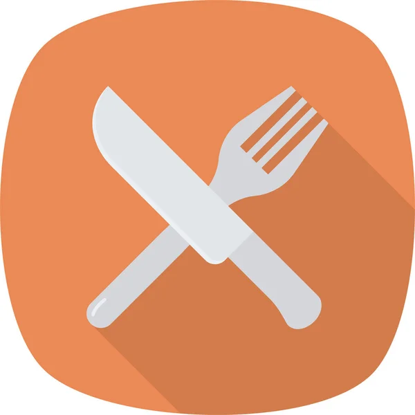 Fourchette Icône Cuillère Cuisine Dans Style Plat — Image vectorielle