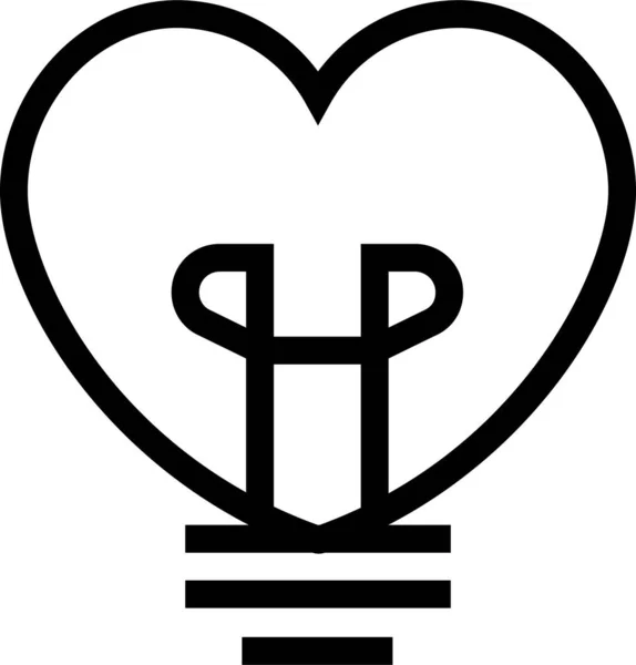 Glühbirne Herz Lampe Symbol Umriss Stil — Stockvektor