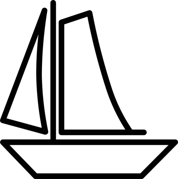 Urlaub Segelboot Meer Ikone Umriss Stil — Stockvektor