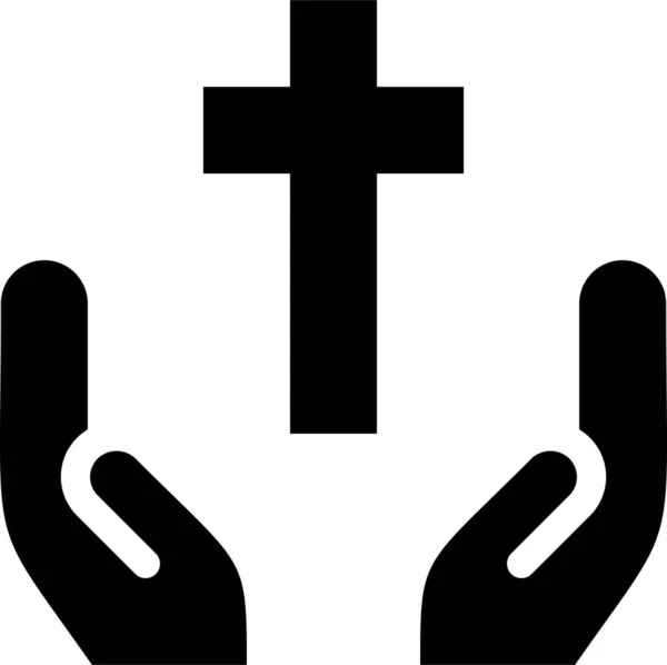Chrześcijaństwo Krzyż Znak Otwartymi Ramionami Wielkanoc Dzień Ikona Wielkanoc Kategorii — Wektor stockowy