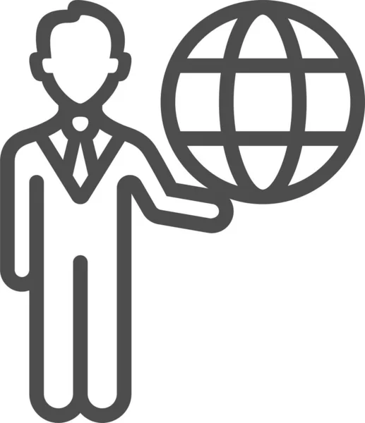 Globe Man Turistická Ikona Stylu Osnovy — Stockový vektor
