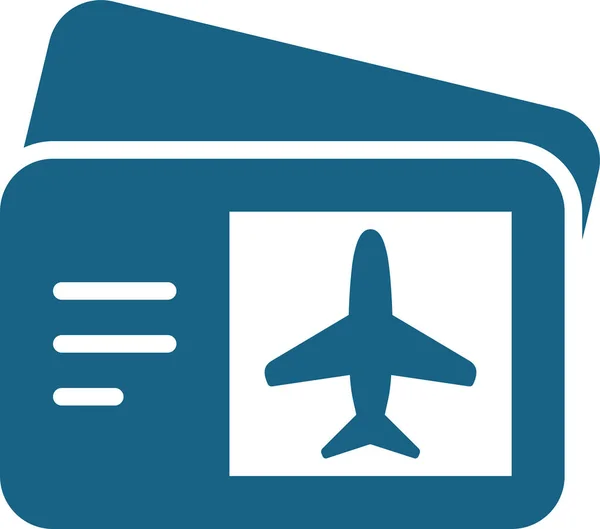 Ikona Biletu Lotniczego Pokład Solidnym Stylu — Wektor stockowy