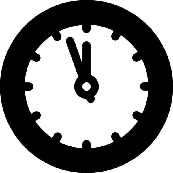 Clock Countdown Midnight Icon Solid Style — Stock Vector