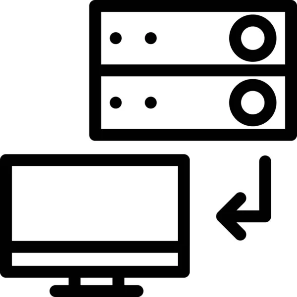 Lcd Scherm Server Icoon Grote Lijnen — Stockvector