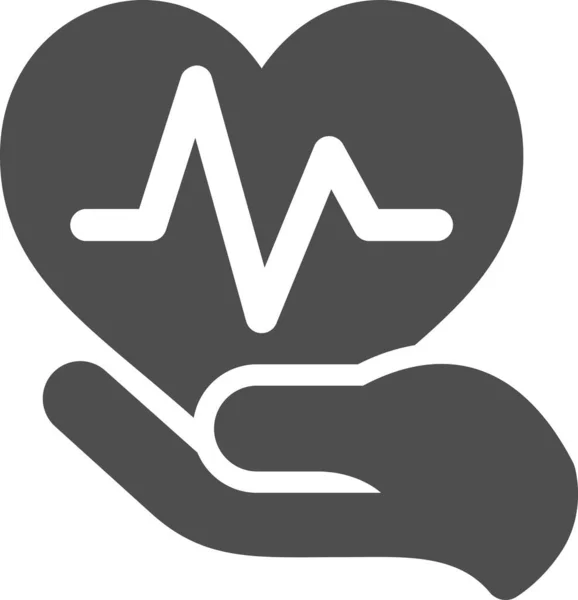 Cardiología Mano Cuidado Salud Icono — Vector de stock