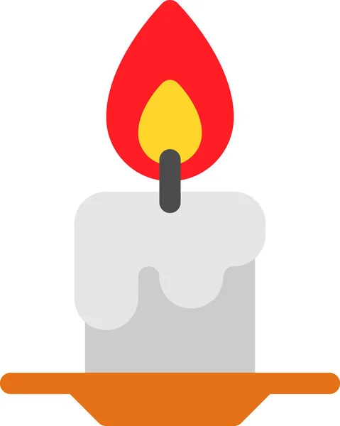 Candle Christmas Fire Icon Flat Style — Stock Vector