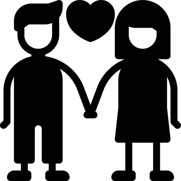 Couple Dating Heart Icon Solid Style — Stock Vector