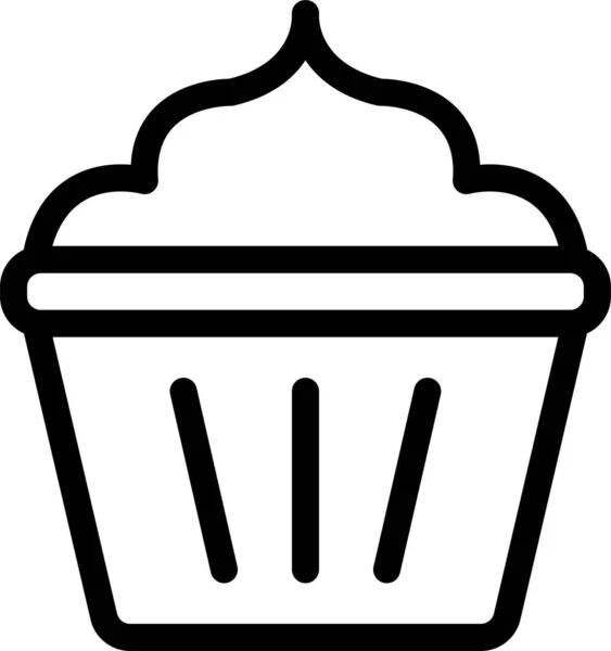 Kuchen Muffin Gebäck Ikone Umriss Stil — Stockvektor