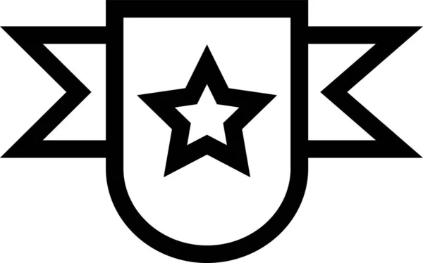 Icône Qualité Badge Attribution Dans Style Contour — Image vectorielle