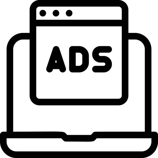 Çevrimiçi Alışveriş Dizüstü Bilgisayarı Dijital Reklam Simgesi — Stok Vektör