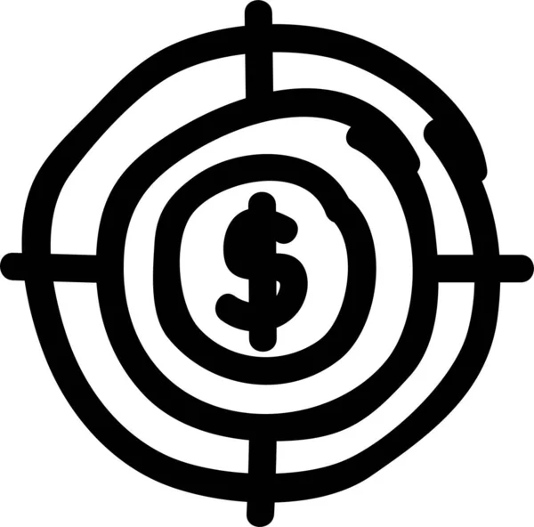 Objetivo Dólar Ícone Objetivo Estilo Esboço —  Vetores de Stock
