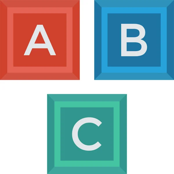 Alphabets Enseignement Icône Apprentissage Dans Style Plat — Image vectorielle