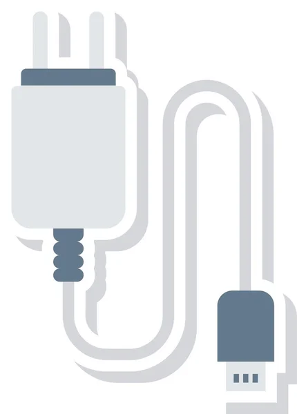 Cable Connector Plug Icon Flat Style — Stock Vector