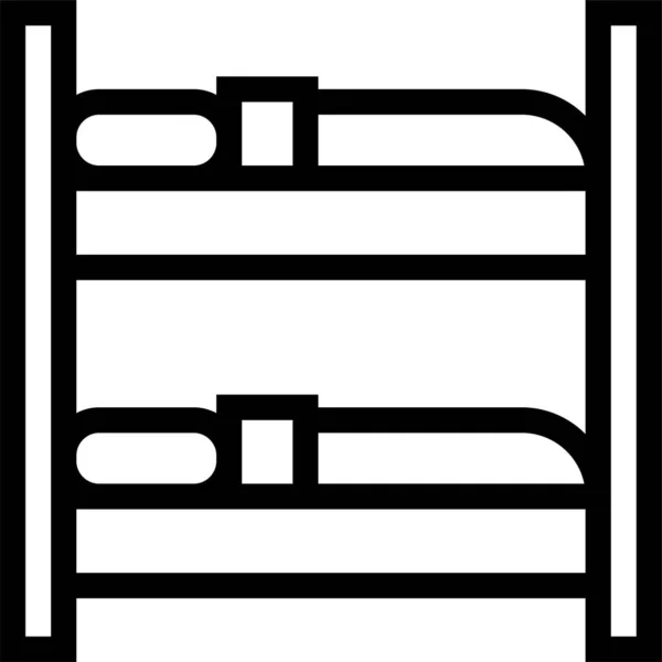 Stapelbed Slaapzaal Inrichting Pictogram Omtrek Stijl — Stockvector