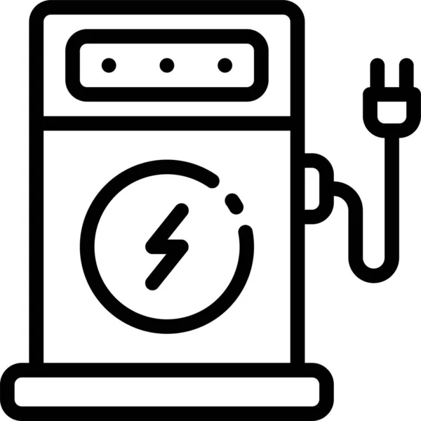 Electric Vehicle Charging Station Energy Holiday Icon Outline Style — Stock Vector