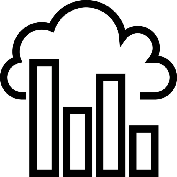 Analytics Chart Cloud Icon Outline Style — Stock Vector