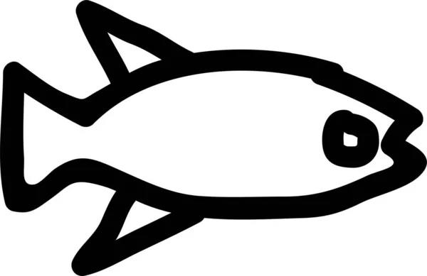 Ícone Peixe Aquário Animal Estilo Desenhado Mão — Vetor de Stock