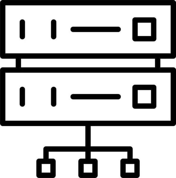 データベースデータセンターのメインフレームアイコンをアウトラインスタイルで表示 — ストックベクタ