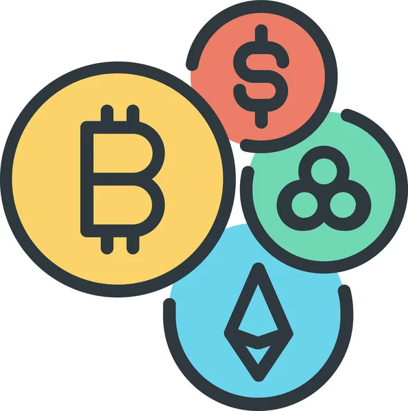 Bitcoin Blockchain Affärsikon Fylld Kontur Stil — Stock vektor