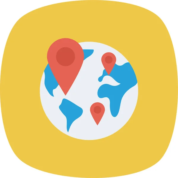 Globální Ikona Mapy Umístění Plochém Stylu — Stockový vektor
