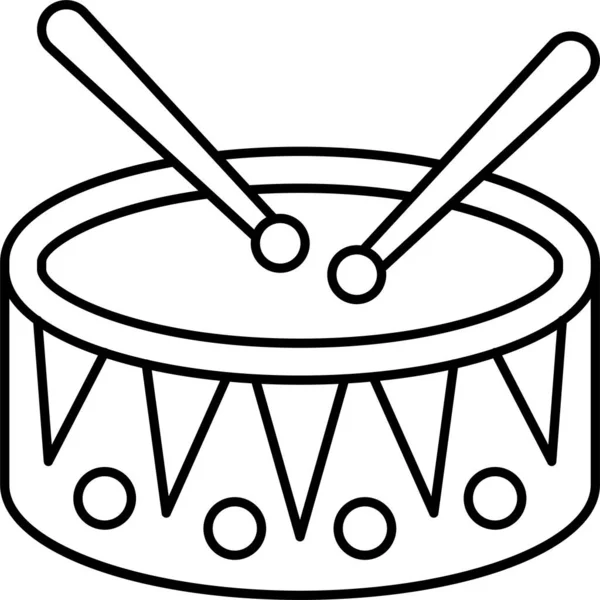 Drum Instrument Muziek Icoon Grote Lijnen Stijl — Stockvector