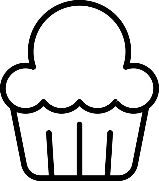 Bäckerei Cupcake Dessert Ikone Umriss Stil — Stockvektor