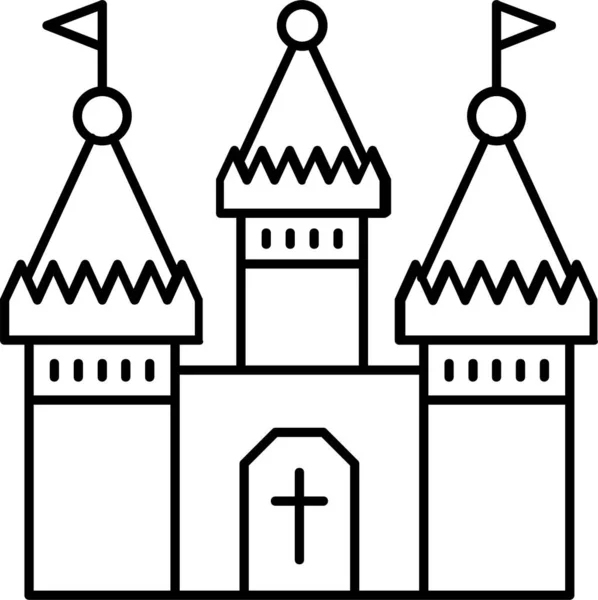 Edifício Castelo Ícone Católico Estilo Esboço — Vetor de Stock