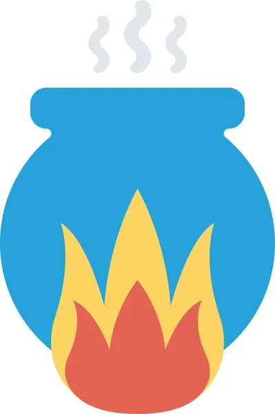 Brûleur Chaudron Cuisinier Icône Dans Style Plat — Image vectorielle