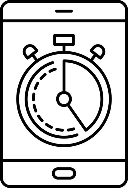 Mobile Phone Stopwatch Icon Outline Style — Stock vektor