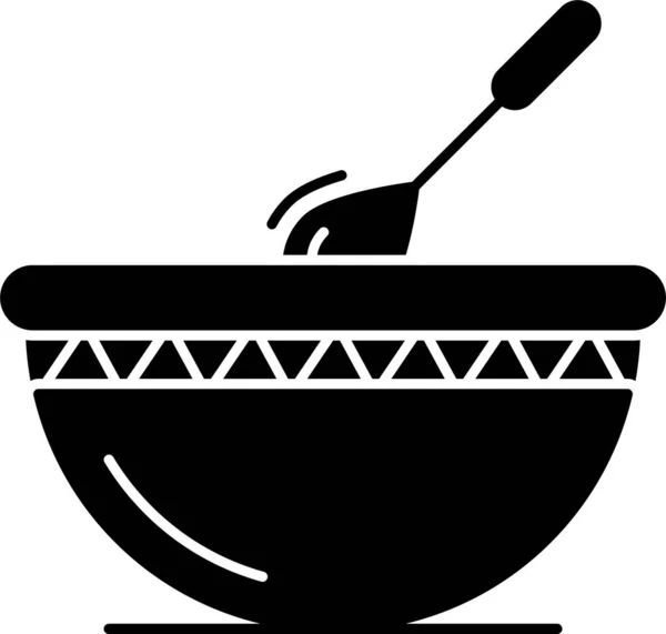 Bol Manger Icône Nourriture Dans Style Solide — Image vectorielle