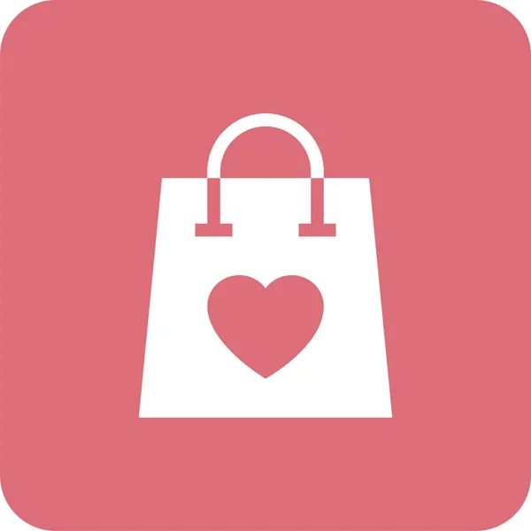 Bag Favorite Heart Icon Badge Style — Stock Vector