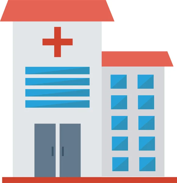 Building Clinic Estate Icon Flat Style — Stock Vector