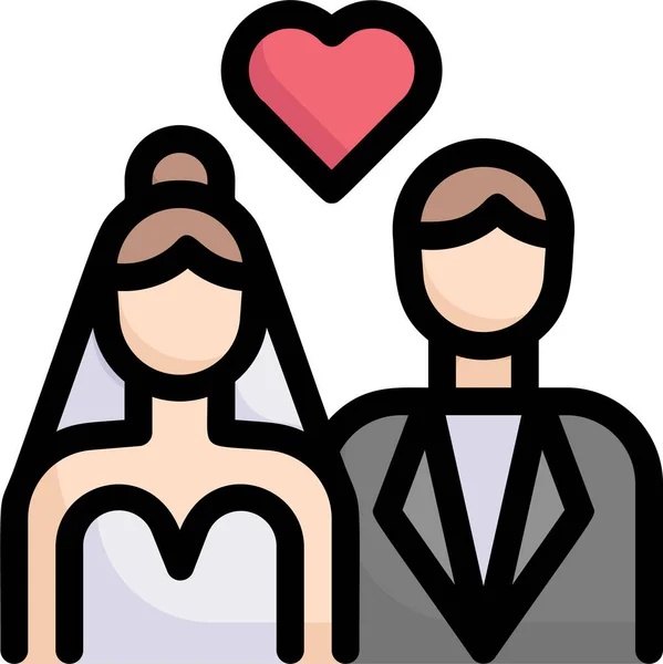 Bride Groom Couple Couple Love Icon — Stock Vector