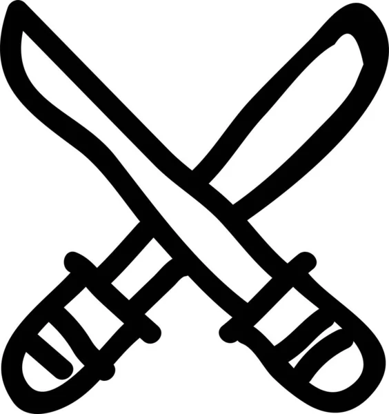 Cuchillo Batalla Icono Estilo Dibujado Mano — Vector de stock