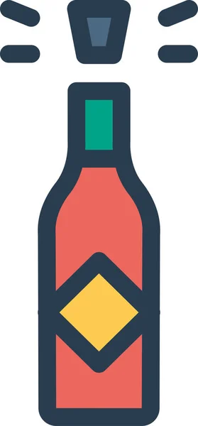 Икона Шампанского Стиле Заполненного Контура — стоковый вектор