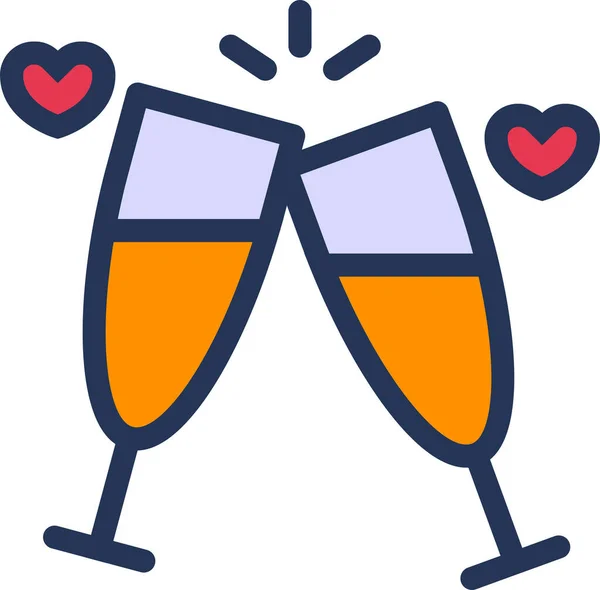 Cheers Date Love Icon Filled Outline Style — Stockový vektor