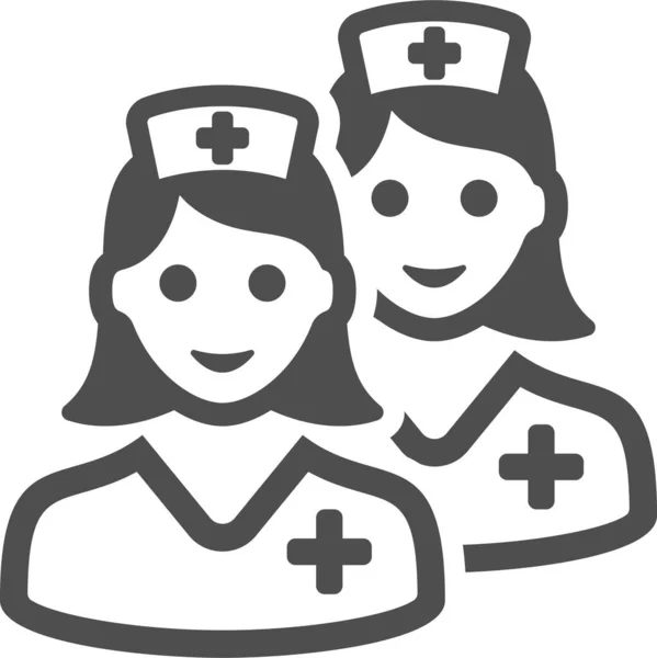 Krankenschwester Frau Krankenhäuser Gesundheitswesen Ikone Krankenhäusern Gesundheitswesen Kategorie — Stockvektor