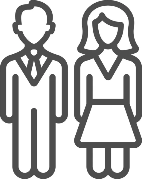 Par Man Äktenskap Ikon Kontur Stil — Stock vektor