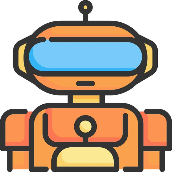 Android Cyborg Future Icon Filled Outline Style — 图库矢量图片