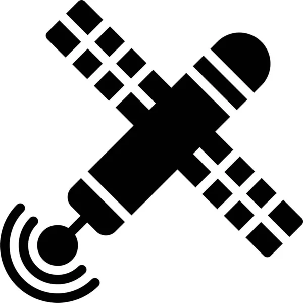 Kommunikation Satellit Signal Ikon Fast Stil — Stock vektor