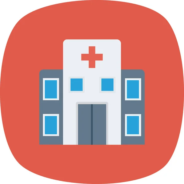 Care Health Hospital Icon Flat Style — Stock Vector