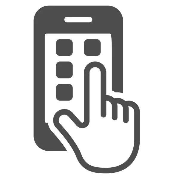Apps Fingern Smartphone Ikone Soliden Stil — Stockvektor