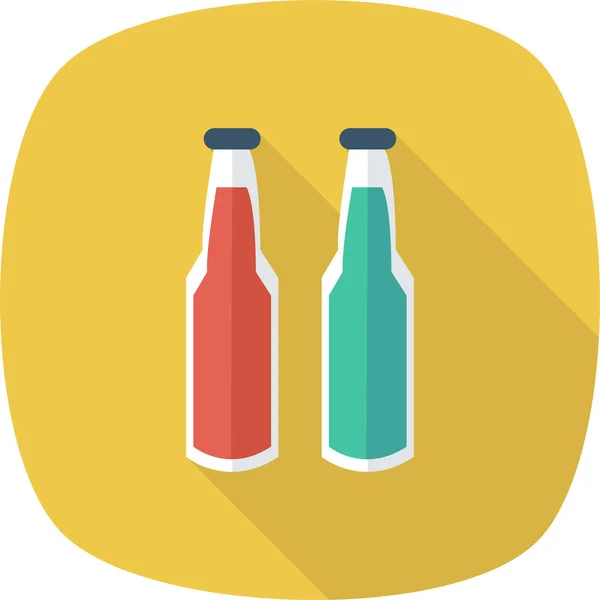 Alcohol Fles Cola Icoon Lange Schaduw Stijl — Stockvector