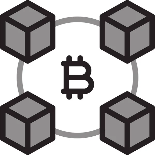 Ícone Negócio Cadeia Bloco Bitcoin Categoria Gestão Negócios —  Vetores de Stock